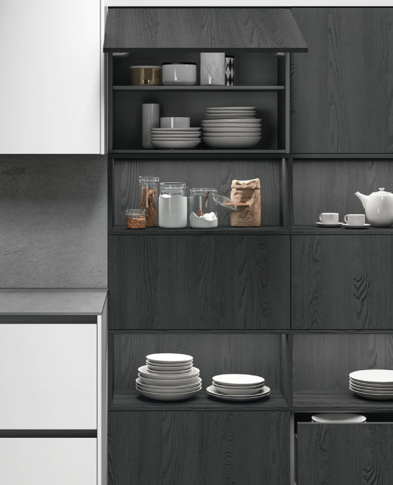 Grey wood Italian kitchen cupboards Grey wood Italian kitchen cupboards