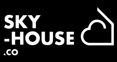Sky House logo in white Sky House logo in white