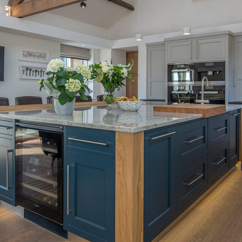 Blue and grey Hepworth and Wood English kitchen