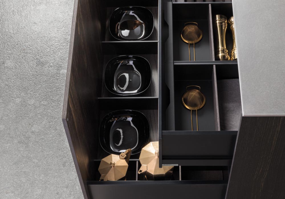 Grey kitchen drawer details